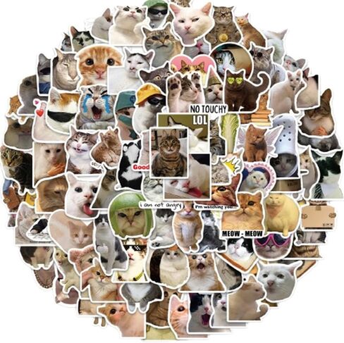 A Collection of 100 Cute and Fun cat Stickers for Tablets, Luggage, Doors, and Walls. Made of Durable PVC. in Saudi Arabia