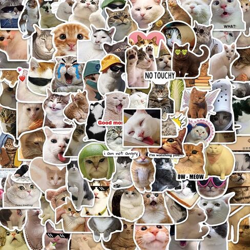 A Collection of 100 Cute and Fun cat Stickers for Tablets, Luggage, Doors, and Walls. Made of Durable PVC. in Saudi Arabia