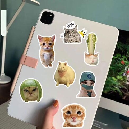 A Collection of 100 Cute and Fun cat Stickers for Tablets, Luggage, Doors, and Walls. Made of Durable PVC. in Saudi Arabia