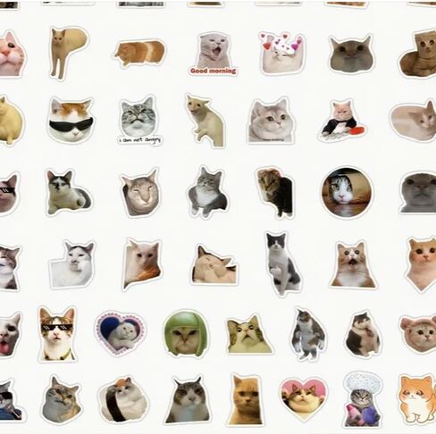 A Collection of 100 Cute and Fun cat Stickers for Tablets, Luggage, Doors, and Walls. Made of Durable PVC. in Saudi Arabia