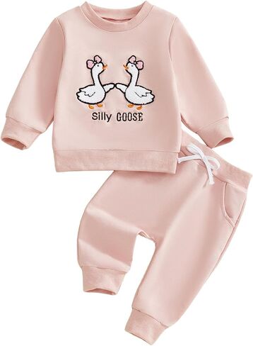 مجموعة ملابس خريفية للأطفال البنات بأكمام طويلة وقمصان للركض وسراويل شتوية للأطفال الصغار in Kuwait