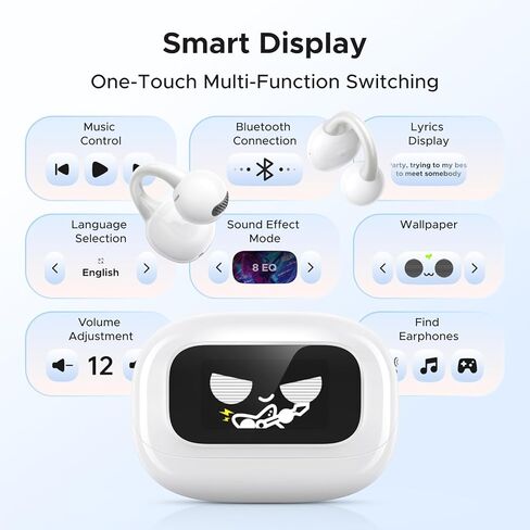 سماعات أذن UGREEN S6 Magic Clip-Type، سماعات أذن مفتوحة الأذن، مع شاشة LCD ذكية، نوع مفتوح الأذن، مشغلات بلوتوث 5.4 0.5 بوصة (12 مم)، تشغيل إجمالي 30 ساعة، إلغاء ضوضاء DNN in Kuwait
