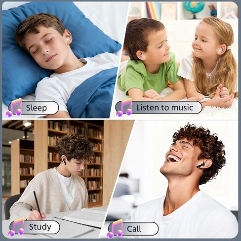 قطعتان من سماعات الأذن اللاسلكية للأطفال، سماعات أذن صغيرة غير مرئية للأطفال، سماعات أذن بلوتوث داخل الأذن مع شاشة LED، ستيريو هاي فاي، وقت تشغيل 32 ساعة، سماعة رأس لاسلكية مع ميكروفون لأجهزة الكمبيوتر المحمول التي تعمل بنظام Android iOS in Kuwait