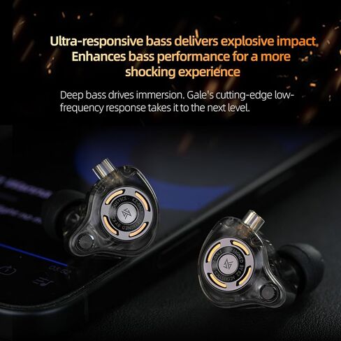 سماعات أذن KZ Gale للألعاب مع ميكروفون، سماعات أذن HiFi Deep Bass مريحة للألعاب، سماعات داخل الأذن سماعات سلكية بدون ميكروفون IEM لأجهزة PS (مع ميكروفون، أسود) in Kuwait