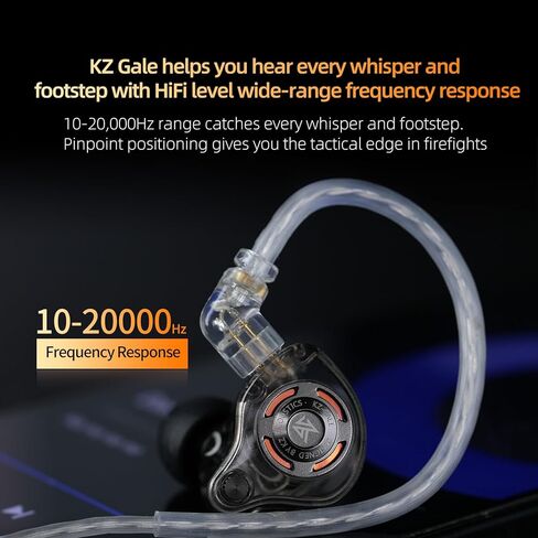 سماعات أذن KZ Gale للألعاب مع ميكروفون، سماعات أذن HiFi Deep Bass مريحة للألعاب، سماعات داخل الأذن سماعات سلكية بدون ميكروفون IEM لأجهزة PS (مع ميكروفون، أسود) in Kuwait