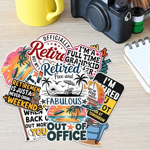 12pcs Retirement Stickers Pack, Funny Retired Quotes, Out of Office Humor, Grandkid Spoiler & Relaxing Lifestyle Decals for Men and Women, Stickers Die-Cut Waterproof (Normal, 3 Inch FBA) in Saudi Arabia
