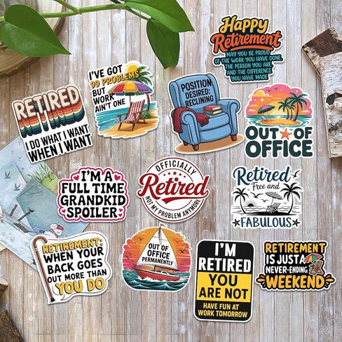 12pcs Retirement Stickers Pack, Funny Retired Quotes, Out of Office Humor, Grandkid Spoiler & Relaxing Lifestyle Decals for Men and Women, Stickers Die-Cut Waterproof (Normal, 3 Inch FBA) in Saudi Arabia