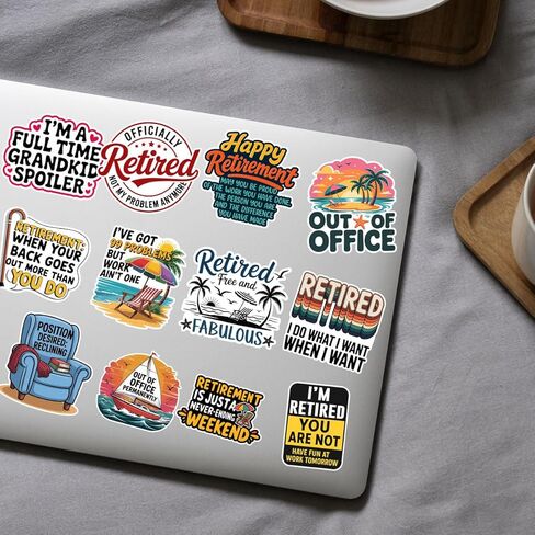 12pcs Retirement Stickers Pack, Funny Retired Quotes, Out of Office Humor, Grandkid Spoiler & Relaxing Lifestyle Decals for Men and Women, Stickers Die-Cut Waterproof (Normal, 3 Inch FBA) in Saudi Arabia