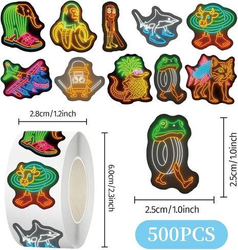 500pcs Italian Brainrot Roll Stickers for Kids, Tralalero Tralala or Tung Tung Tung Sahur Sticker of Waterproof Vinyl for Laptop Water Bottle Phone Case, Home Activity or Class Prizes Party Favors in Saudi Arabia