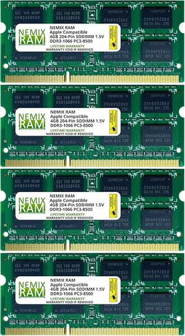 NEMIX RAM 16GB (4X4GB) DDR3 1066MHZ PC3-8500 2Rx8 1.5V 204-PIN Non-ECC SODIMM KIT Compatible with Apple iMac Computer in Saudi Arabia