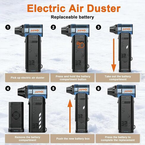 Air Duster -250000RPM Electeic Air Duster, Replaceable Batteries 2pcs,Long Life Cordless mini Blower, 3-Gear Adjustable- Cordless air Duster for Keyboard,PCs,Outdoors,Leaves,Car Cleaning ﻿ in Kuwait