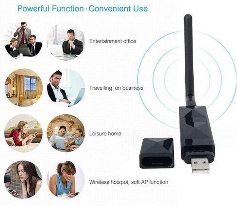 محول Denash USB WiFi، محول شبكة لاسلكي للكمبيوتر بسرعة 150 ميجا بت في الثانية مع شريحة AR9271، بطاقة شبكة لاسلكية مع هوائي قابل للفصل 2dBi لأجهزة الكمبيوتر التلفزيونية in Kuwait