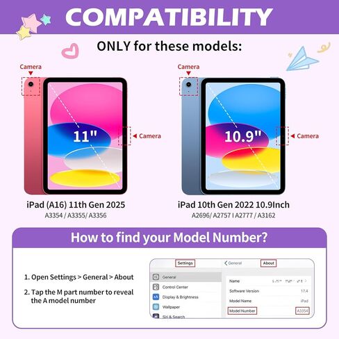 حافظة WESADN لجهاز iPad A16 الجيل الحادي عشر 11 بوصة، حافظة iPad الجيل العاشر 10.9 بوصة 2022 للأطفال البنات مع حزام كتف بمسند وغطاء واقٍ متين ومقاوم للصدمات i-Pad 10.9 أرجواني in Kuwait