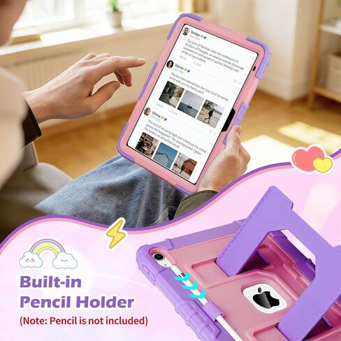 حافظة WESADN لجهاز iPad A16 الجيل الحادي عشر 11 بوصة، حافظة iPad الجيل العاشر 10.9 بوصة 2022 للأطفال البنات مع حزام كتف بمسند وغطاء واقٍ متين ومقاوم للصدمات i-Pad 10.9 أرجواني in Kuwait