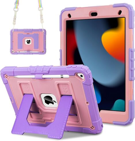 حافظة WESADN لجهاز iPad A16 الجيل الحادي عشر 11 بوصة، حافظة iPad الجيل العاشر 10.9 بوصة 2022 للأطفال البنات مع حزام كتف بمسند وغطاء واقٍ متين ومقاوم للصدمات i-Pad 10.9 أرجواني in Kuwait