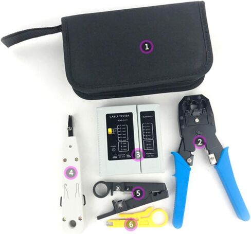 TEHAUX Professional Network Tool Repair Kit Durable Ethernet Crimping Tools for Computer Maintenance Portable with Cable Tester Pliers and Connectors in Saudi Arabia