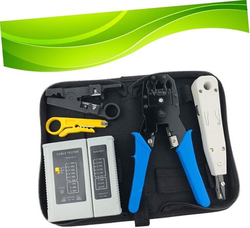 TEHAUX Professional Network Tool Repair Kit Durable Ethernet Crimping Tools for Computer Maintenance Portable with Cable Tester Pliers and Connectors in Saudi Arabia