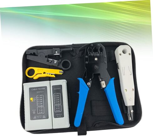 TEHAUX Professional Network Tool Repair Kit Durable Ethernet Crimping Tools for Computer Maintenance Portable with Cable Tester Pliers and Connectors in Saudi Arabia