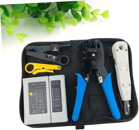 TEHAUX Professional Network Tool Repair Kit Durable Ethernet Crimping Tools for Computer Maintenance Portable with Cable Tester Pliers and Connectors in Saudi Arabia