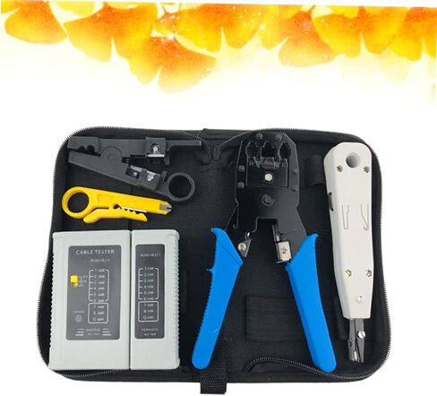 TEHAUX Professional Network Tool Repair Kit Durable Ethernet Crimping Tools for Computer Maintenance Portable with Cable Tester Pliers and Connectors in Saudi Arabia