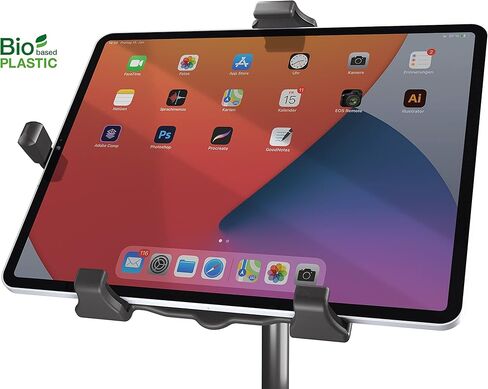 K&M 19775 Tablet PC Tripod, Bio-Based Plastic - Universal Tablet Fit, Tiltable Folding Mount for Popular Brands in Saudi Arabia