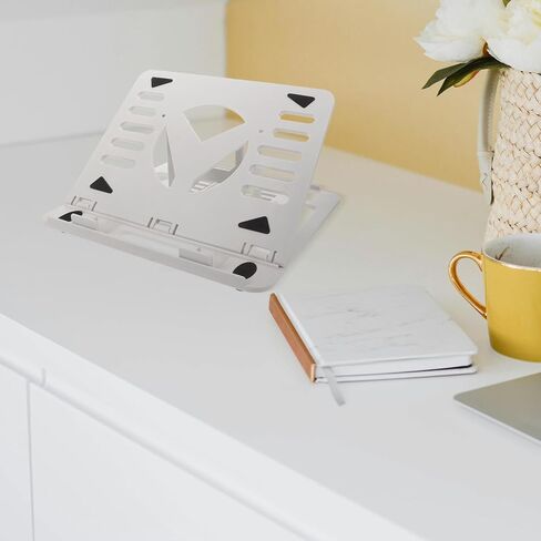 TEHAUX Adjustable Folding Laptop Cooling Stand Portable Heat Dissipation Bracket for Home and Office Use White Plastic Laptop Holder in Saudi Arabia