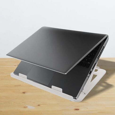 TEHAUX Adjustable Folding Laptop Cooling Stand Portable Heat Dissipation Bracket for Home and Office Use White Plastic Laptop Holder in Saudi Arabia