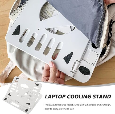 TEHAUX Adjustable Folding Laptop Cooling Stand Portable Heat Dissipation Bracket for Home and Office Use White Plastic Laptop Holder in Saudi Arabia
