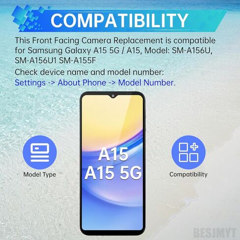 for Samsung Galaxy A15 5G/A15 Selfie Camera Part Replacement Front Camera Module Replacement Front Facing Camera Replace Model: SM-A156U SM-A156U1 SM-A156U1 DS SM-A155F in Saudi Arabia
