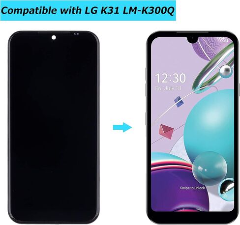 LCD متوافق مع LG K31 LM-K300Q LMK300 5.7 بوصة شاشة LCD تعمل باللمس إطار أسود مع أدوات in Kuwait