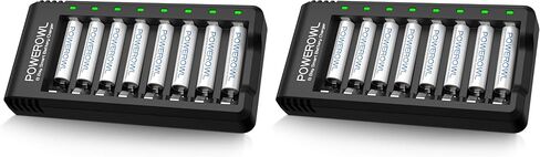 POWEROWL Rechargeable AAA Batteries with Charger, Advanced Individual Cell Battery Charger, High Capacity Low Self Discharge Ni-MH Triple A Batteries -Qty8 in Saudi Arabia