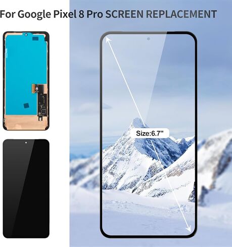 استبدال شاشة OLED لهاتف Google Pixel 8 Pro LCD لإصلاح شاشة Pixel 8 Pro لمجموعات تجميع اللمس الخاصة بمحول الأرقام Pixel 8 Pro مع إطار G1MNW GC3VE أسود in Kuwait