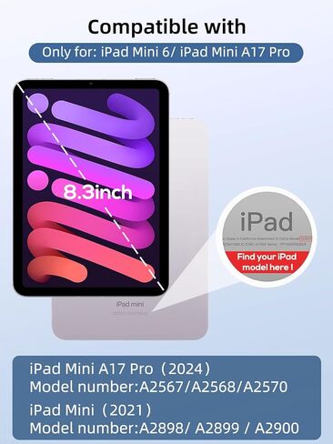 عبوتان من واقي شاشة Paperfeel لجهاز iPad Mini 7 الجيل A17 Pro [2024]، الجيل iPad Mini 6 [8.3 بوصة، 2021]، فيلم PET غير لامع، مضاد للوهج، الكتابة والرسم مثل على الورق، حساس للمس in Kuwait