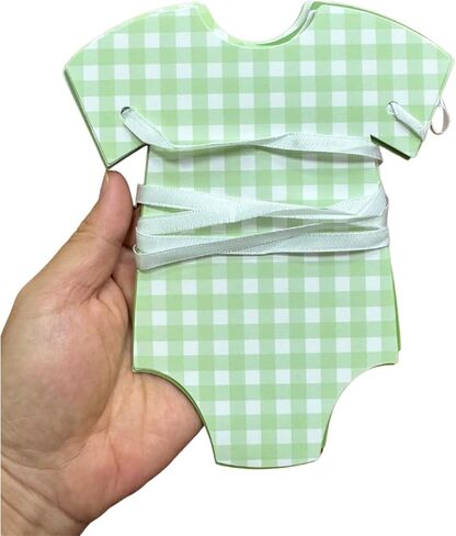 ALISSAR Pre-Strung Green Gingham Bodysuit Baby Shower Banner-9 Double-Sided Onesie Cards-Sage Green Baby Shower Bunting, Baby Boy Girl Party Decoration in Saudi Arabia