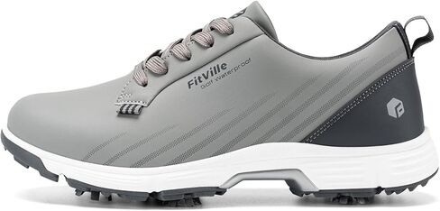FitVille Men's Wide Golf Shoes with Replaceable Spikes, Arch Support & High-Rebound Cushioning for Long-Distance Walking in Saudi Arabia
