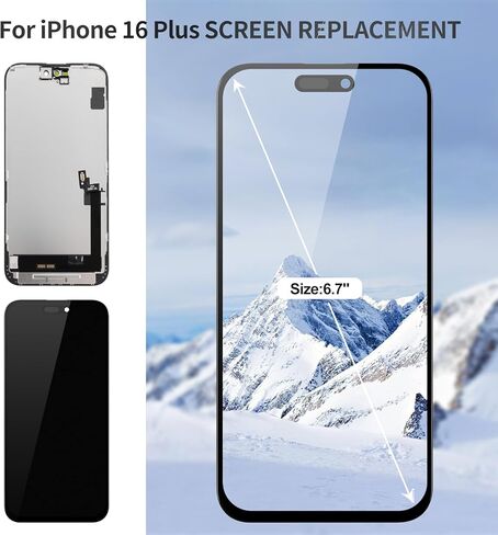TFT for iPhone 16 Plus LCD Screen for iPhone 16 Plus Display Touch Assembly for iPhone 16 Plus Screen Replacement Digitizer A3290 A3082 A3289 A3291 Black in Saudi Arabia