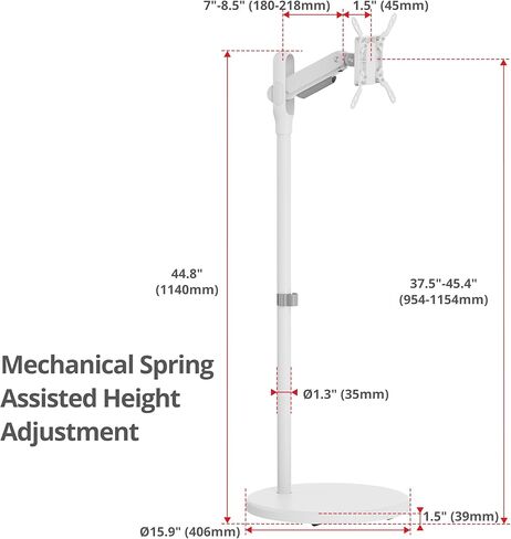 SIIG Single 43" Portable Monitor Arm TV Rolling Stand- White– Fits17-43" Screens- Up to 22 lbs- Cable Management- Quick-Release VESA Plate- VESA Plate 75/100/200 (CE-MT5F11-S1) in Saudi Arabia