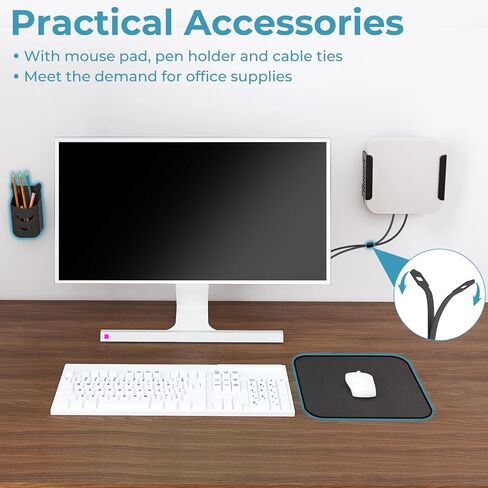 Wall Mount for Mac Mini M1 M2 with Mouse Pad Under Desk Mount for Mac Mini M1 M2 with Anti-Scratch Pad VESA Monitor Mount Compatible with Mac Mini Accessories Mounting Bracket with Screws & Cable Tie in Saudi Arabia