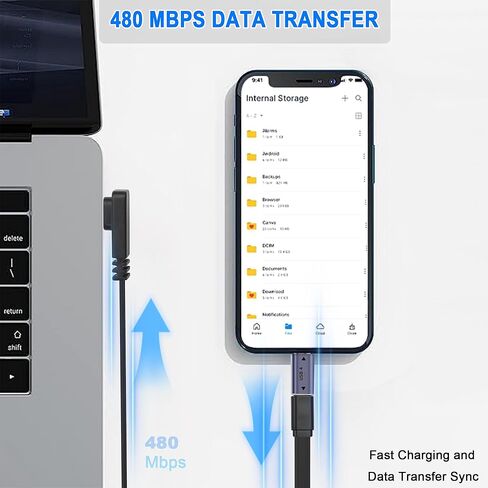 كابل USB C قصير 0.68 قدم PD100W الزاوية اليمنى من النوع C سلك شحن سريع مسطح من النوع USB C ذكر إلى أنثى كابل 90 درجة USB-C تمديد كابل قصير للهاتف 15/16، والكمبيوتر المحمول، والكمبيوتر اللوحي، والمزيد in Kuwait