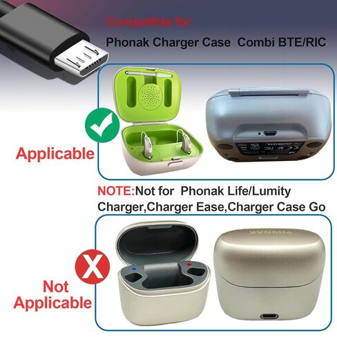Micro USB Charging Cable for Phonak Charger Case Combi BTE/RIC ,Mini Charger BTE/RIC | 3.3 FT Nylon Braided | Fast-Charging Cord for Hearing Aid Supplies | Not for Phonak Life/Lumity Charger Case in Saudi Arabia
