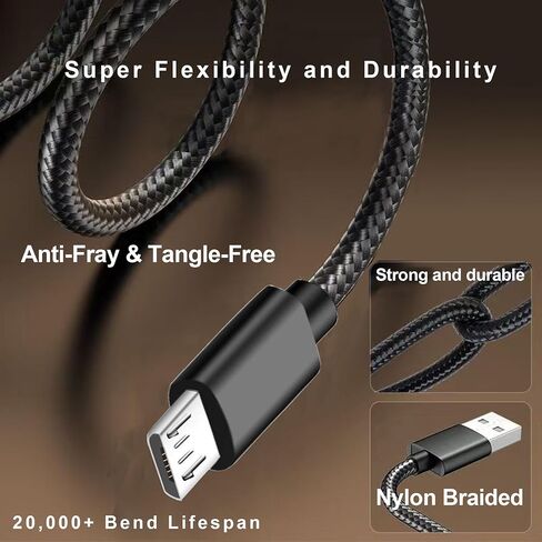 Micro USB Charging Cable for Phonak Charger Case Combi BTE/RIC ,Mini Charger BTE/RIC | 3.3 FT Nylon Braided | Fast-Charging Cord for Hearing Aid Supplies | Not for Phonak Life/Lumity Charger Case in Saudi Arabia