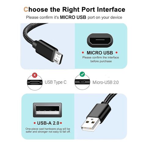 Micro USB Charging Cable for Phonak Charger Case Combi BTE/RIC ,Mini Charger BTE/RIC | 3.3 FT Nylon Braided | Fast-Charging Cord for Hearing Aid Supplies | Not for Phonak Life/Lumity Charger Case in Saudi Arabia