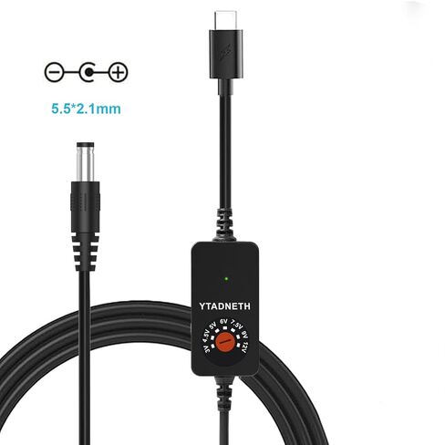 كابل USB-C عالمي إلى 3 فولت 4.5 فولت 5 فولت 6 فولت 7.5 فولت 9 فولت 12 فولت كابل تيار مستمر متعدد الجهد، كابل تشغيل PD مع وحدة تنحي DC-DC، 8 أطراف موصل، للأجهزة اللوحية، وإضاءة LED، والمصابيح، وأجهزة التوجيه in Kuwait