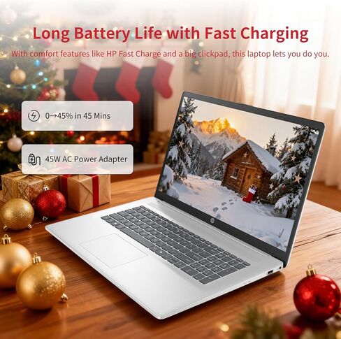 كمبيوتر محمول HP 2025 مقاس 17 بوصة - شاشة 17.3 بوصة HD+ مضادة للوهج، Intel 8-Core i3-N305، Win 11 Pro، Ai Copilot، لوحة مفاتيح رقمية، Wi-Fi 6، للمدرسة والمكتب (ذاكرة الوصول العشوائي 16 جيجابايت | 512 جيجابايت SSD) (متجدد) in Kuwait