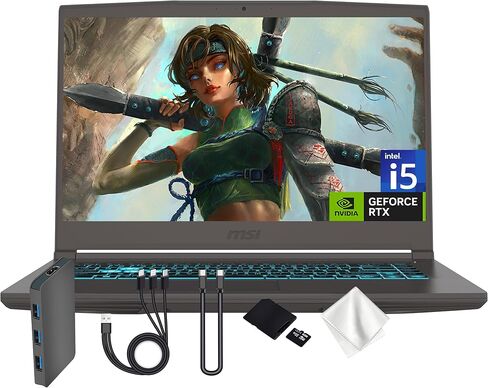 msi Thin 15 15.6" FHD 144Hz Gaming Laptop, NVIDIA GeForce RTX 4050, Intel Core i5-13420H, 32GB RAM, 2TB Storage(1TB PCIe SSD&1TB Docking Station), Backlit Keyboard, HDMI, Webcam, Win 11, Gray in Saudi Arabia