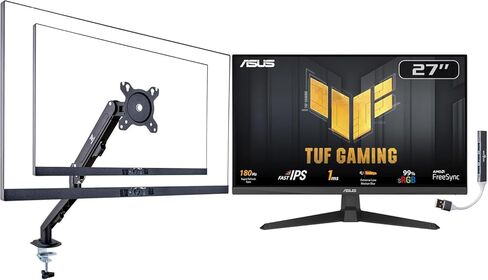 ASUS TUF Gaming 27" FHD IPS Monitor with 1ms Response Time, 180Hz Refresh Rate, Anti Glare, Flicker Free, VESA Mount (100mm), Displayport, HDMI & Dockztorm USB Port Expander, Black Color 2 Pack in Saudi Arabia