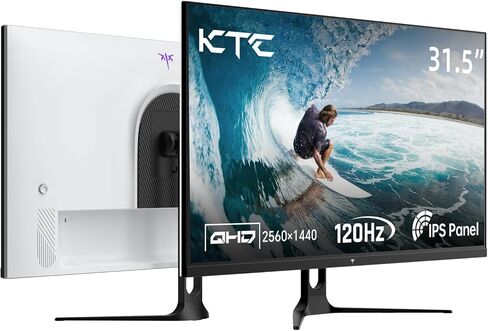 شاشة ألعاب KTC 27 بوصة 200 هرتز، شاشة 1440 بكسل مع مكبرات صوت، شاشات كمبيوتر تصل إلى 210 هرتز سريعة IPS 1 مللي ثانية، 131% sRGB، مزامنة متكيفة، تعديل الإمالة/الدوران/الارتفاع، أبيض H27T6 (متجدد) in Kuwait