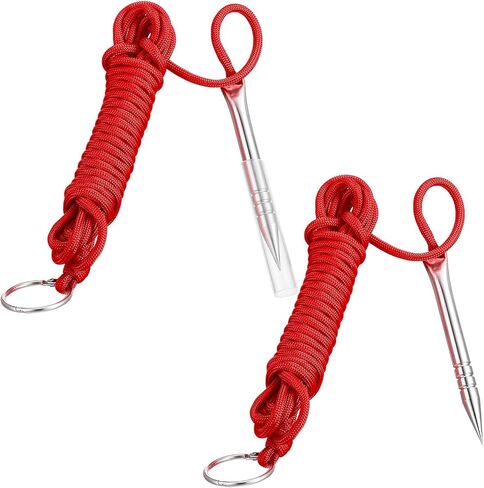 2 PCS 10 قدم 550 رطل Paracord الصيد حامل السمك Stringer مع ارتفاع السمك الفولاذ المقاوم للصدأ وحلقة مقسمة 1 بوصة in Kuwait