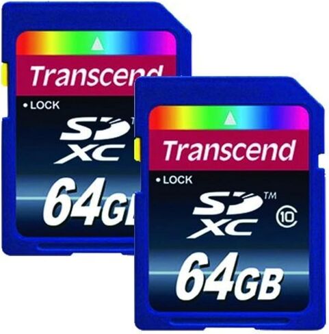 Transcend 64GB Secure Digital SDXC UHS-I Memory Card, Compatible with Pentax K-70 DSLR Digital Camera - Class 10, U1, 100MB/s, 300 Series - Pack of 2 in Saudi Arabia