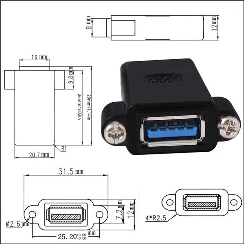وصلات USB USB3.0 محول تركيب لوحة أنثى إلى أنثى لتمديد USB سريع وسهل وموصلات USB عالية السرعة من أنثى إلى أنثى in Kuwait